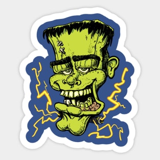 Funny Frankenstein's Monster Head Cartoon Sticker